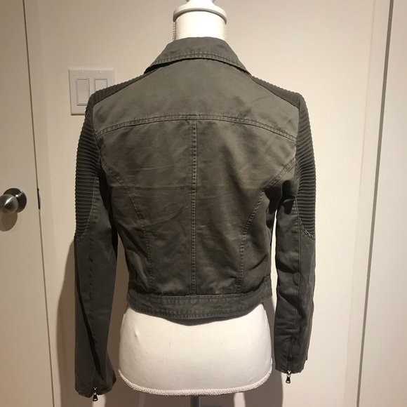 Moto khaki jacket with front zipper - Picture 3 of 5